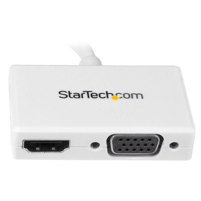 StarTech MDP2HDVGAW Travel A/V Adapter: 2-in-1 mDP to HDMI or VGA Converter - White